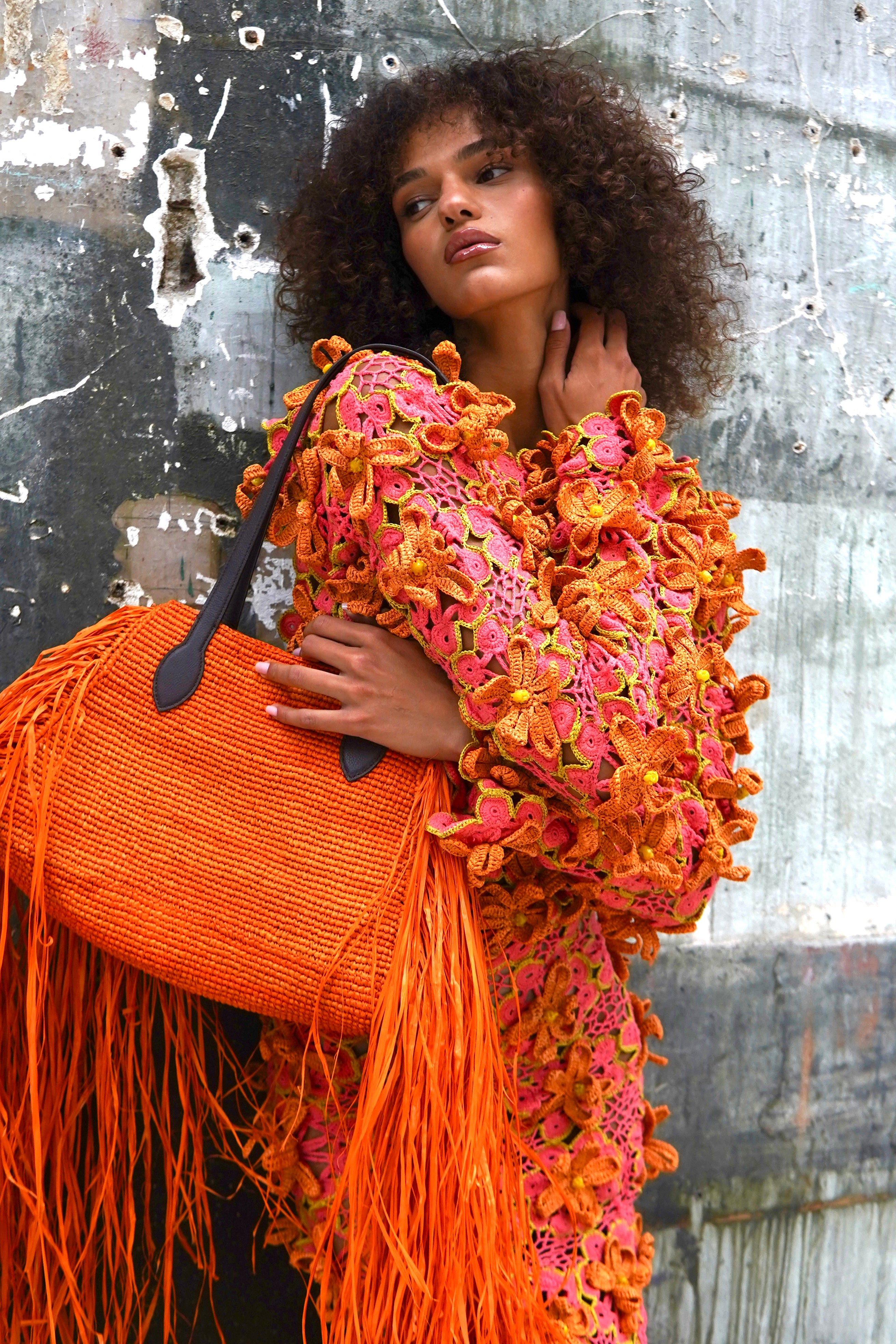 Kifafa Frange Tote Bag Orange